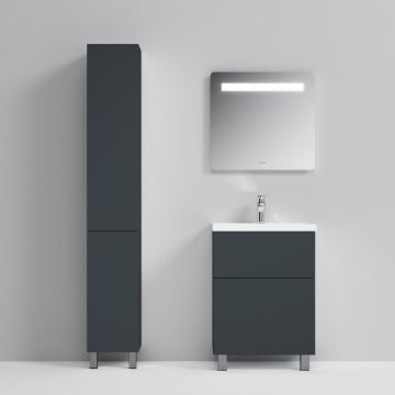 Шкаф-колонна напольный Am.Pm (Ам.Пм) Gem 30 см двери push-to-open, графит матовый, M90CSR0306GM