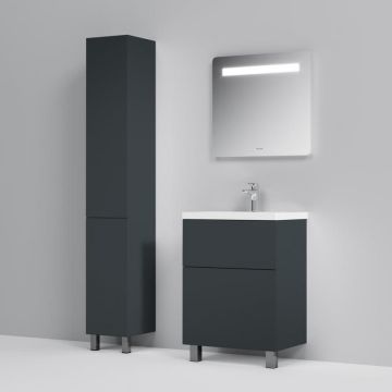 Шкаф-колонна напольный Am.Pm (Ам.Пм) Gem 30 см двери push-to-open, графит матовый, M90CSR0306GM