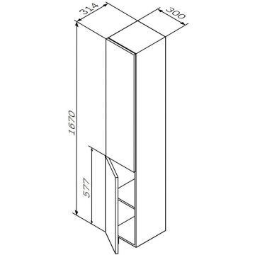 Шкаф-колонна подвесной Am.Pm (Ам.Пм) Gem 30 см двери push-to-open, графит матовый, M90CHR0306GM