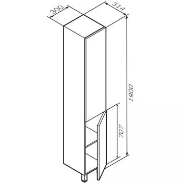 Шкаф-колонна Am.Pm (Ам.Пм) Gem напольный, правый, 30 см, двери, push-to-open, цвет: орех M90CSR0306HF