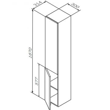 Шкаф-колонна Am.Pm (Ам.Пм) Gem подвесной, левый, 30 см, двери, push-to-open, цвет: орех M90CHL0306HF