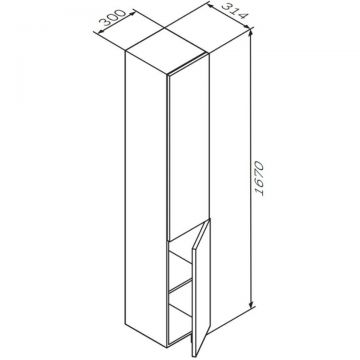 Шкаф-колонна Am.Pm (Ам.Пм) Gem подвесной, правый, 30 см, двери, push-to-open, цвет: орех M90CHR0306HF