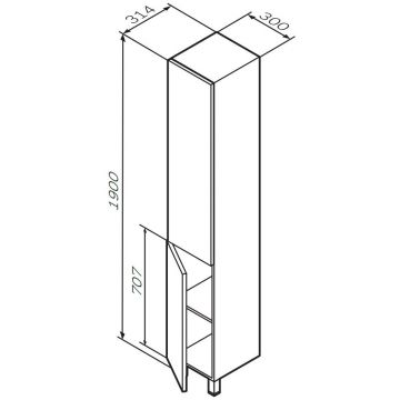 Шкаф-колонна Am.Pm (Ам.Пм) Gem напольный, левый, 30 см, двери, push-to-open, цвет: орех M90CSL0306HF