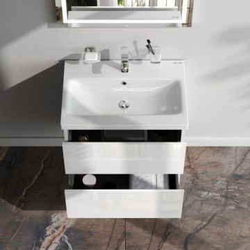 База под раковину Am.Pm (Ам.Пм) Gem подвесная, 60 см 2 ящика push-to-open, белый глянец, M90FHX06022WG