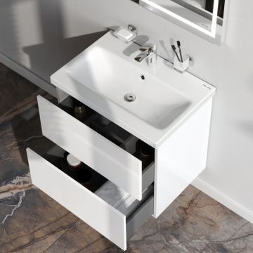 База под раковину Am.Pm (Ам.Пм) Gem подвесная, 60 см 2 ящика push-to-open, белый глянец, M90FHX06022WG