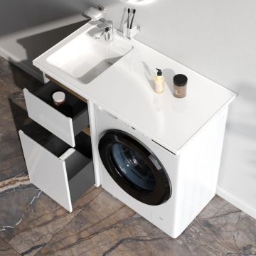 База под столешницу для стиральной машины Am.Pm (Ам.Пм) X-Joy напольная, 40 см 2 ящика, белый, M85AFSX0402WG