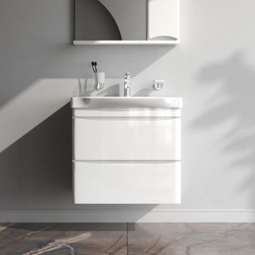 База под раковину подвесная Am.Pm (Ам.Пм) Like глянцевая, 65 см 2 ящика, белый, M80FHX0652WG