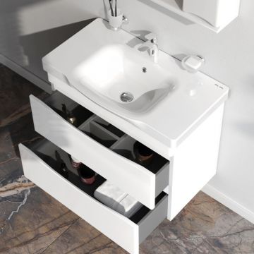 База под раковину подвесная Am.Pm (Ам.Пм) Like глянцевая, 80 см 2 ящика, белый, M80FHX0802WG