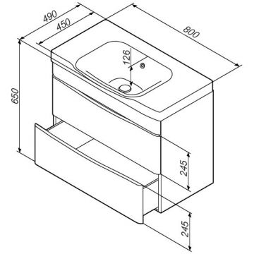База под раковину подвесная Am.Pm (Ам.Пм) Like глянцевая, 80 см 2 ящика, белый, M80FHX0802WG