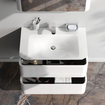 База под раковину подвесная Am.Pm (Ам.Пм) Sensation, 80 см ящики, глянцевая, белый, M30FHX0802WG