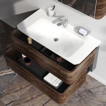 База под раковину Am.Pm (Ам.Пм) Sensation, текстурированная, 100 см ящики, орех, M30FHX1002NF