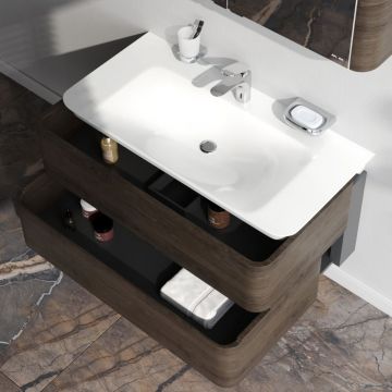 База под раковину Am.Pm (Ам.Пм) Sensation, текстурированная, 100 см ящики, табачный дуб, M30FHX1002TF