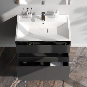 База под раковину Am.Pm (Ам.Пм) Inspire V2.0, 80 см 3 ящика, push-to-open, графит матовый, M50AFHX0803GM