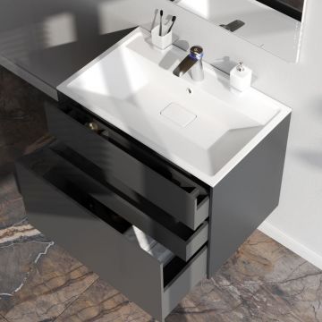 База под раковину Am.Pm (Ам.Пм) Inspire V2.0, 80 см 3 ящика, push-to-open, графит матовый, M50AFHX0803GM