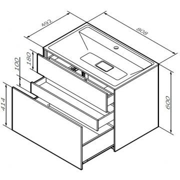База под раковину Am.Pm (Ам.Пм) Inspire V2.0, 80 см 3 ящика, push-to-open, графит матовый, M50AFHX0803GM