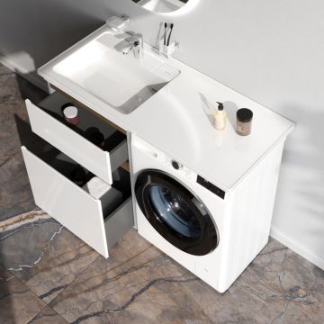 База под столешницу для стиральной машины Am.Pm (Ам.Пм) X-Joy напольная, 60 см 2 ящика, белый, M85AFSX0602WG