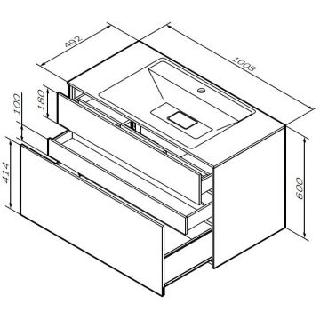 База под раковину Am.Pm (Ам.Пм) Inspire V2.0, 100 см 3 ящика, push-to-open, белый матовый, M50AFHX1003WM