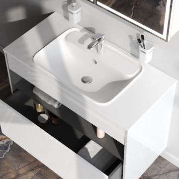 База с нишей Am.Pm (Ам.Пм) Func дерево, 100 см 1 ящик, белый глянец, M8FFUX1001WG