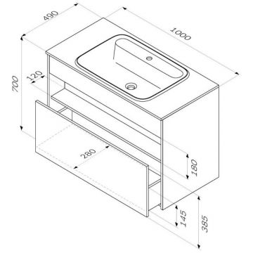 База с нишей Am.Pm (Ам.Пм) Func дерево, 100 см 1 ящик, белый глянец, M8FFUX1001WG