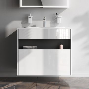 База с нишей Am.Pm (Ам.Пм) Func МДФ, 80 см 1 ящик, белый глянец, M8FFUX0801WG