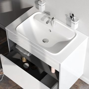 База с нишей Am.Pm (Ам.Пм) Func МДФ, 80 см 1 ящик, белый глянец, M8FFUX0801WG