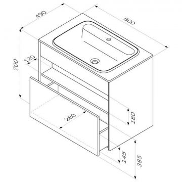 База с нишей Am.Pm (Ам.Пм) Func МДФ, 80 см 1 ящик, белый глянец, M8FFUX0801WG
