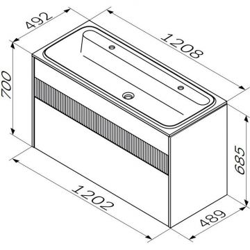 База 2 ящика Am.Pm (Ам.Пм) Func 120 см push-to-open, белый матовый, 2 ящика, M8FFUX1202WM