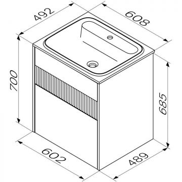 База 2 ящика Am.Pm (Ам.Пм) Func МДФ, 60 см push-to-open, белый матовый, M8FFUX0602WM