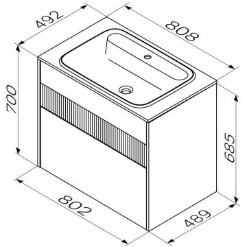 База 2 ящика Am.Pm (Ам.Пм) Func МДФ, 80 см push-to-open, белый матовый, M8FFUX0802WM
