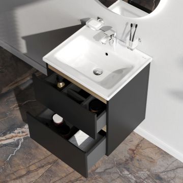 База под раковину Am.Pm (Ам.Пм) X-Joy подвесная, 55 см 2 ящика, черный матовый, M85AFHX0552BM