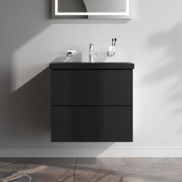 База под раковину Am.Pm (Ам.Пм) Gem 60 см 2 ящика push-to-open, черный матовый, M90FHX06022BM