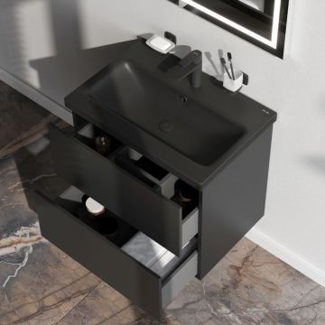 База под раковину Am.Pm (Ам.Пм) Gem 60 см 2 ящика push-to-open, черный матовый, M90FHX06022BM