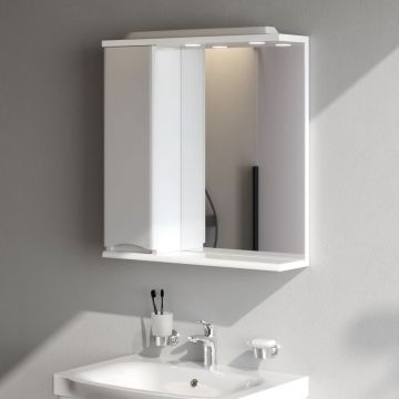 Зеркало Am.Pm (Ам.Пм) Like частично зеркальный шкаф, левый, 65 см с подсветкой, глянец, белый, M80MPL0651WG