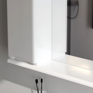 Зеркало Am.Pm (Ам.Пм) Like частично зеркальный шкаф, левый, 65 см с подсветкой, глянец, белый, M80MPL0651WG