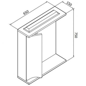 Зеркало Am.Pm (Ам.Пм) Like частично зеркальный шкаф, левый, 65 см с подсветкой, глянец, белый, M80MPL0651WG