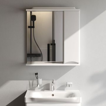 Зеркало Like Am.Pm (Ам.Пм) частично-зеркальный шкаф, правый, 65 см с подсветкой, глянец, белый, M80MPR0651WG