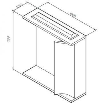 Зеркало Like Am.Pm (Ам.Пм) частично-зеркальный шкаф, правый, 65 см с подсветкой, глянец, белый, M80MPR0651WG