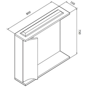 Зеркало частично-зеркальный шкаф Am.Pm (Ам.Пм) Like 80 см с подсветкой, левый, глянец, белый, M80MPL0801WG