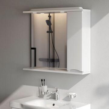 Зеркало частично-зеркальный шкаф Am.Pm (Ам.Пм) Like 80 см с подсветкой, правый, глянец, белый, M80MPR0801WG