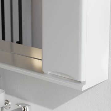 Зеркало частично-зеркальный шкаф Am.Pm (Ам.Пм) Like 80 см с подсветкой, правый, глянец, белый, M80MPR0801WG