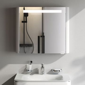 Зеркальный шкаф Am.Pm (Ам.Пм) Sensation, с подсветкой, 80 см белый глянец, M30MCR0801WG