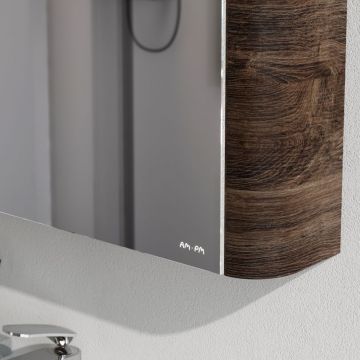 Зеркальный шкаф Am.Pm (Ам.Пм) Sensation, левый, 80 см с подсветкой, текстурированный орех, M30MCL0801NF