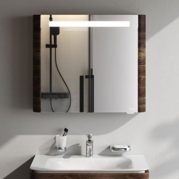 Зеркало Am.Pm (Ам.Пм) Sensation, текстурированный, 80 см с подсветкой, орех, M30MCR0801NF