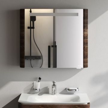 Зеркало Am.Pm (Ам.Пм) Sensation, текстурированный, 80 см с подсветкой, орех, M30MCR0801NF