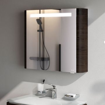 Зеркальный шкаф Am.Pm (Ам.Пм) Sensation, правый, 80 см с подсветкой, табачный дуб, зеркало, M30MCR0801TF