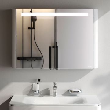 Зеркало Am.Pm (Ам.Пм) Sensation, зеркальный шкаф, 100 см с подсветкой, глянец, белый, M30MCX1001WG