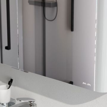 Зеркало Am.Pm (Ам.Пм) Sensation, зеркальный шкаф, 100 см с подсветкой, глянец, белый, M30MCX1001WG