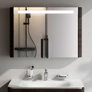 Зеркало Am.Pm (Ам.Пм) Sensation, зеркальный шкаф, 100 см с подсветкой, текстурированный, табачный дуб, M30MCX1001TF