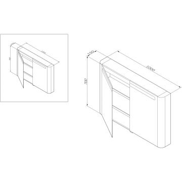 Зеркало Am.Pm (Ам.Пм) Sensation, зеркальный шкаф, 100 см с подсветкой, текстурированный, табачный дуб, M30MCX1001TF
