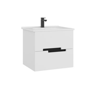 Тумба с раковиной Orka (Орка) Lodi 65 подвесная, белый, черный 5005882